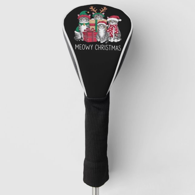 Meowy Christmas Cat Xmas Funny Cats Lover  Golf Head Cover (Front)