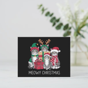 Meowy Christmas Cat Xmas Funny Cats Lover  Holiday Postcard
