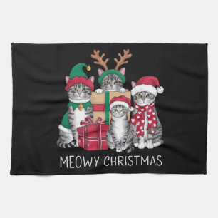 Meowy Christmas Cat Xmas Funny Cats Lover Kitchen Towel