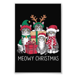 Meowy Christmas Cat Xmas Funny Cats Lover Photo Print