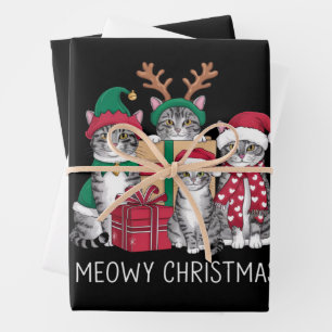 Meowy Christmas Cat Xmas Funny Cats Lover  Wrapping Paper Sheets