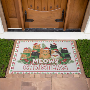 Meowy Christmas Cats Doormat