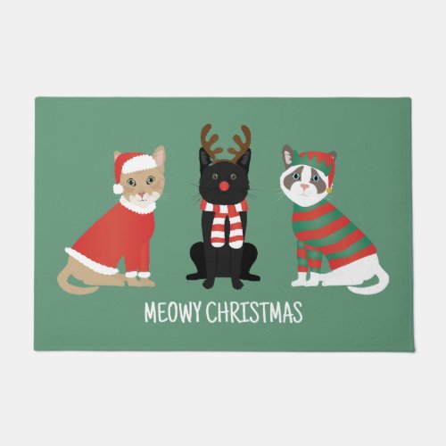 Meowy Christmas Cats Doormat