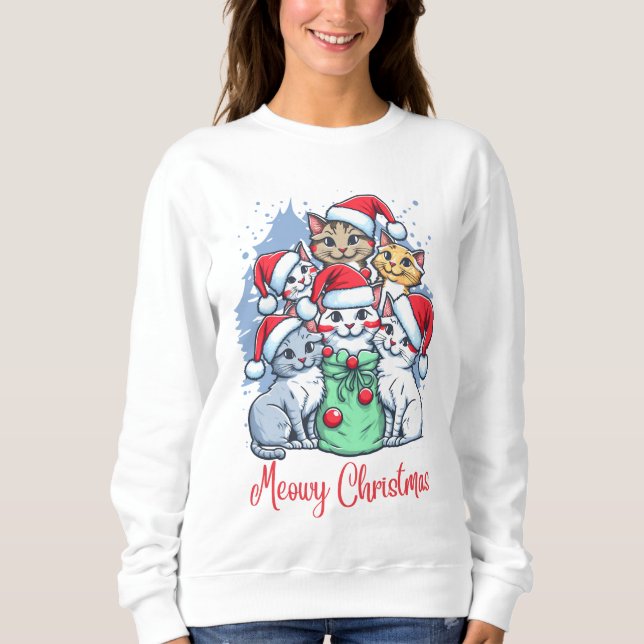 Meowy Christmas Cats - Festive Holiday Design Sweatshirt (Front)
