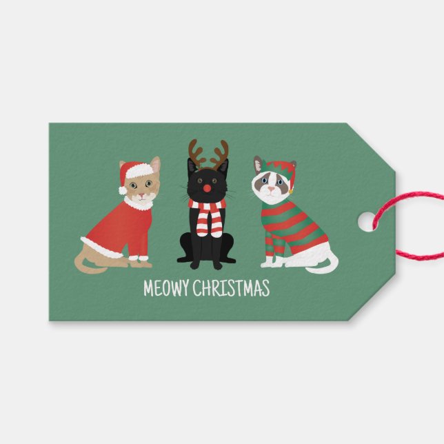 Meowy Christmas Cats Gift Tags (Front (Horizontal))