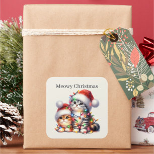 Meowy Christmas cats Holiday Square Sticker