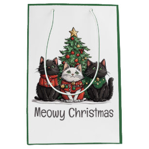Meowy Christmas Cats Holiday Tree Medium Gift Bag