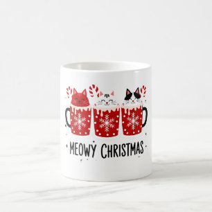 Meowy Christmas Cats Hot Cocoa Candy Cane Xmas Coffee Mug