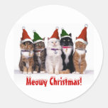 &quot;meowy Christmas!&quot; Cats In Hats Classic Round Sticker at Zazzle
