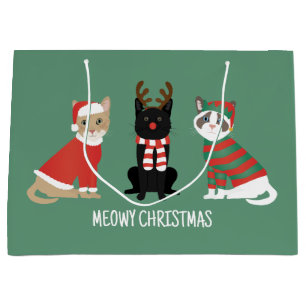 Meowy Christmas Cats Large Gift Bag