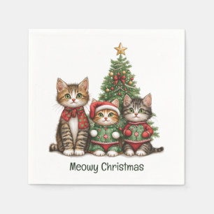 Meowy Christmas Cats Napkins