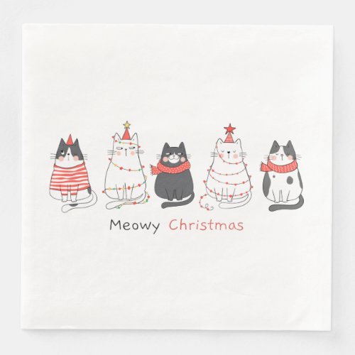 Meowy Christmas Cats Paper Dinner Napkins