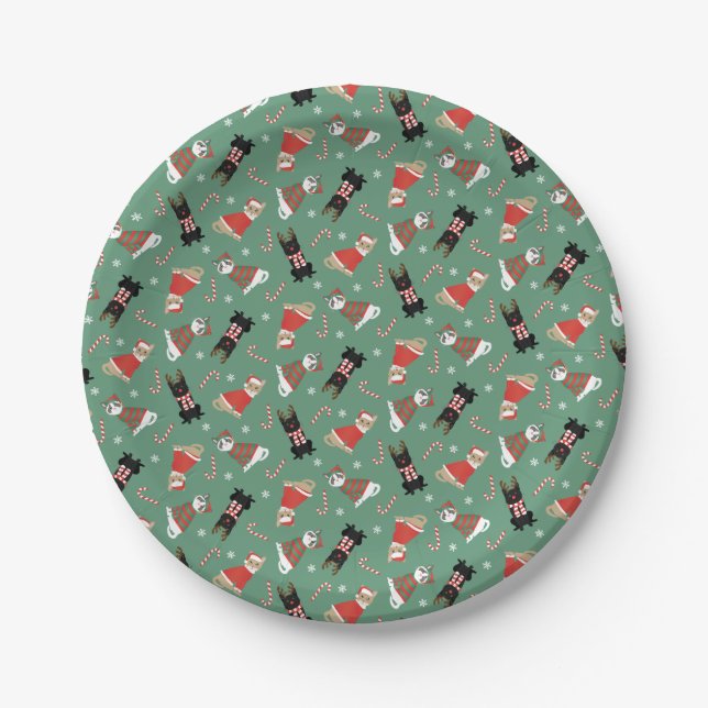 Meowy Christmas Cats Paper Plates (Front)