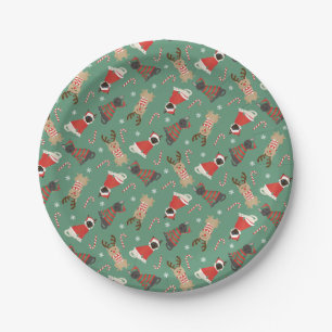 Meowy Christmas Cats Paper Plates
