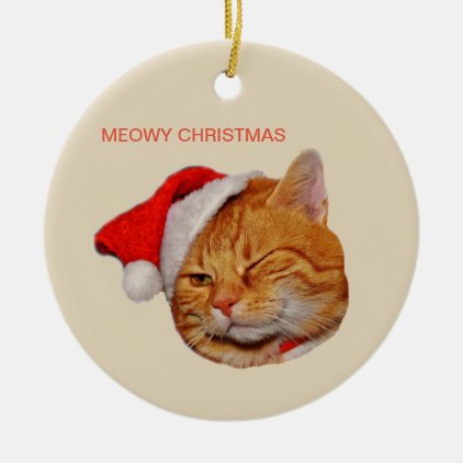 Meowy Christmas Ceramic Ornament