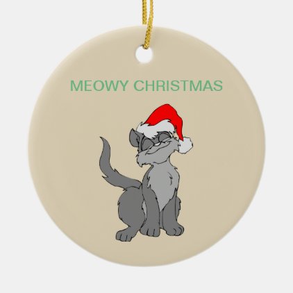 Meowy Christmas Ceramic Ornament