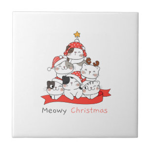 meowy christmas ceramic tile