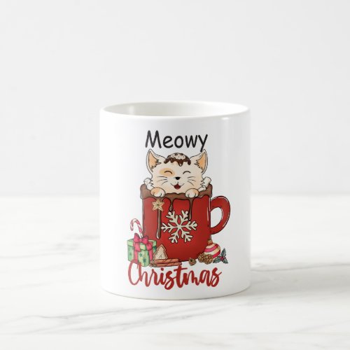 Meowy Christmas Chocolate Coffee Mug 