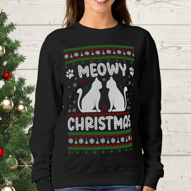 Meowy Christmas - Christmas Cat Ugly Sweater (Meowy christmas sweater)