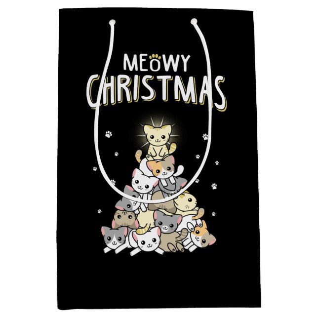 Meowy Christmas Classic Merry Christmas Medium Gift Bag (Front)