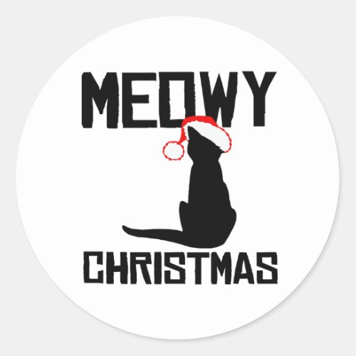 Meowy Christmas Classic Round Sticker