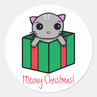 Meowy Christmas Classic Round Sticker