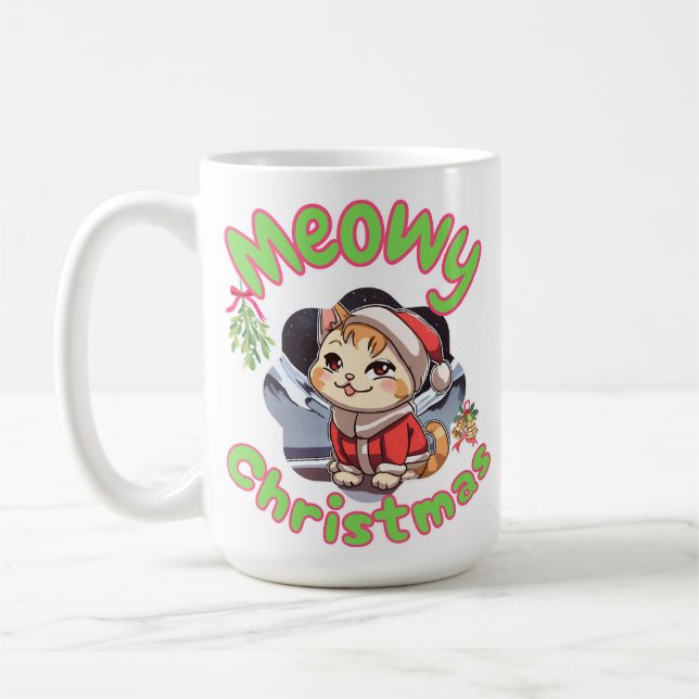 Meowy christmas  coffee mug (Left)