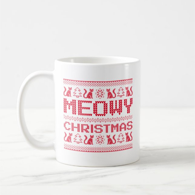 Meowy Christmas Coffee Mug (Left)