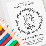Meowy Christmas Color Your Own Cat in Lights Holiday Card<br><div class="desc">Meowy Christmas Color Your Own Cat in Lights Holiday Card features adorable line art drawing of a cute kitty cat tangled in Christmas lights and a wreath of winter foliage. This unique art card makes the perfect lighthearted holiday card sure to bring laughs and cheer to your loved ones. Greeting...</div>