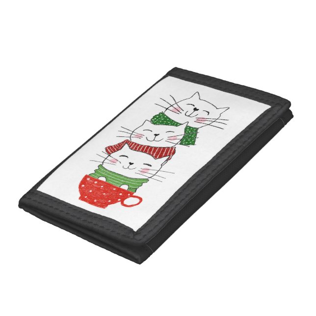 Meowy Christmas Custom Cats Cup Scarves Cute Trifold Wallet (Bottom)