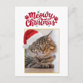 Meowy Christmas Custom Photo Holiday Postcard