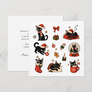 Meowy Christmas Cute Black Cat Cozy Sticker Pack Holiday Card
