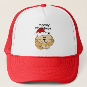 Meowy Christmas Cute Cartoon Cat Custom Trucker Hat