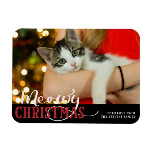 Meowy Christmas Cute Cat Add Your Custom Photo Magnet
