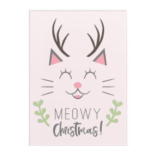Meowy Christmas   Cute Cat, Antlers Acrylic Print