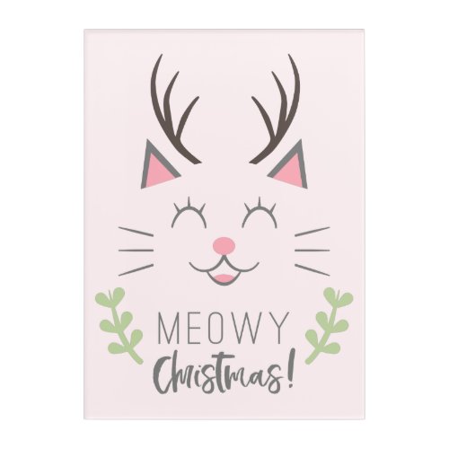 Meowy Christmas  Cute Cat Antlers Acrylic Print