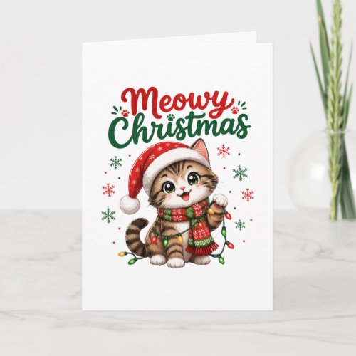 Meowy Christmas Cute Cat Holiday Card