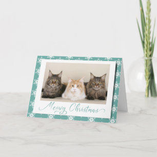 Meowy Christmas Cute Cat Holiday Snowflake Card