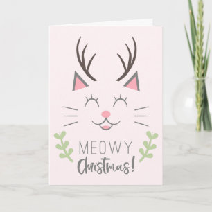 Meowy Christmas   Cute Cat Lovers Christmas Holiday Card