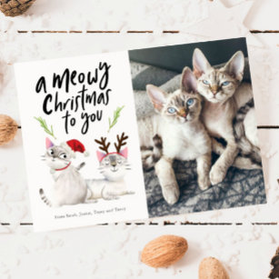 Meowy Christmas Cute Cat Photo Holiday Card