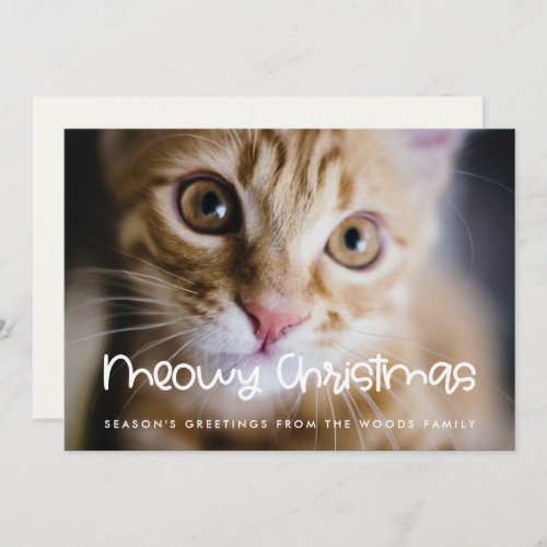 Meowy Christmas Cute Cat photo Holiday Card