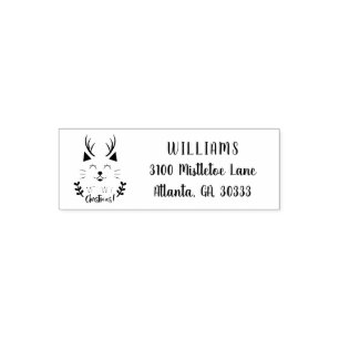 Meowy Christmas Cute Cat Return Address Self-inking Stamp