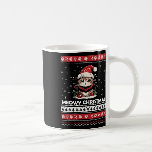 Meowy Christmas Cute Cats And Coffee Merry Xmas Gr Coffee Mug (Right)
