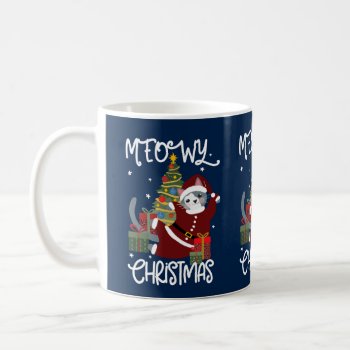 Meowy Christmas Cute Funny Cat Lover  Coffee Mug by LitleStarPaper at Zazzle