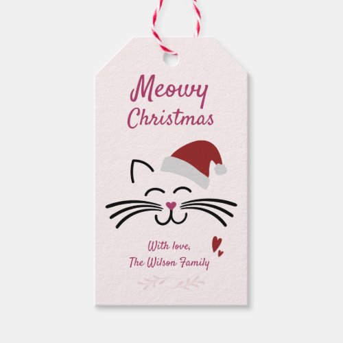 Meowy Christmas _ Cute Kitten w Santa Hat Gift Tags