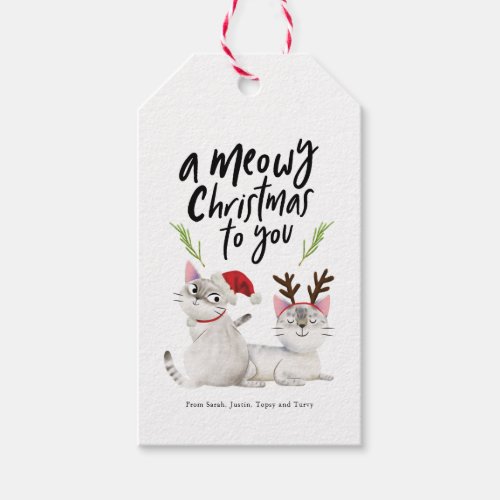 Meowy Christmas Cute Kitty Cats Gift Tags