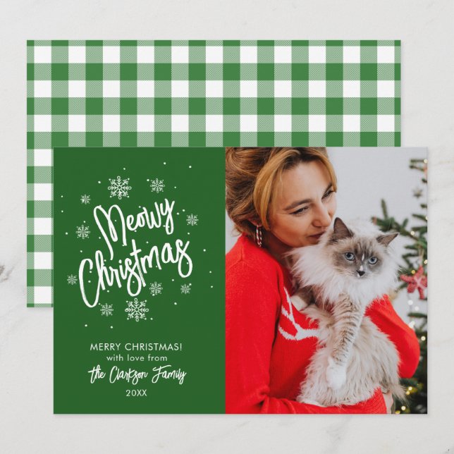 Meowy Christmas Cute Snowflake Pet Holiday Card (Front/Back)