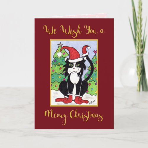 Meowy Christmas Cute Tuxedo Cat Custom Holiday