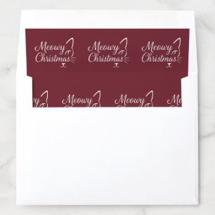 'Meowy Christmas' Elegant Deep Cranberry Gift Envelope Liner