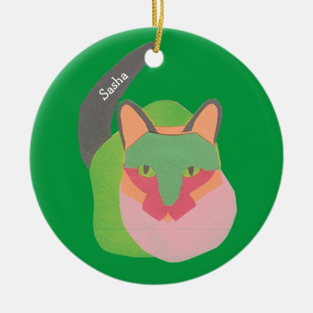 Meowy Christmas from your cat personalized Ceramic Ornament (Front)